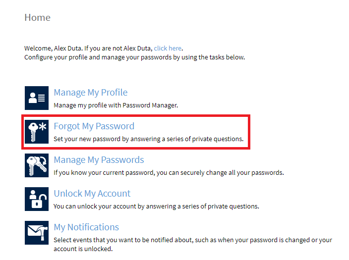 forgot password