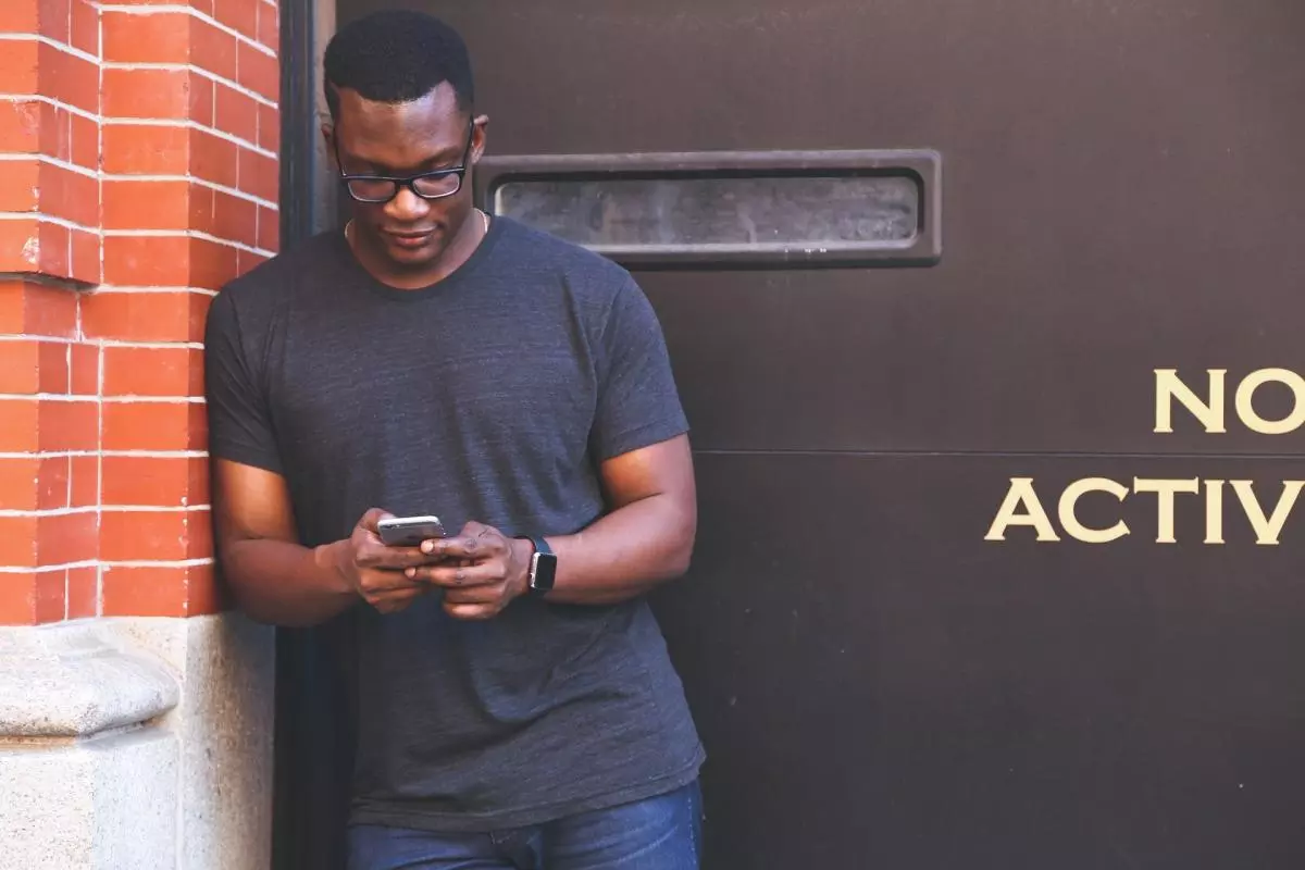 Man checking phone